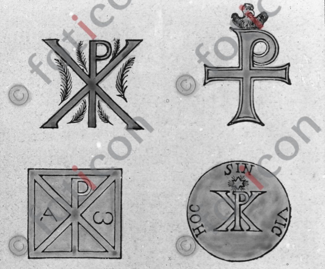 Christusmonogramm | Christmonogram - Foto foticon-simon-107-052-sw.jpg | foticon.de - Bilddatenbank für Motive aus Geschichte und Kultur